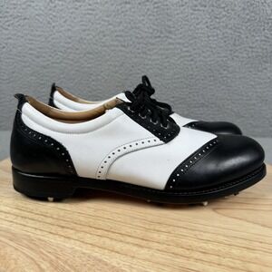 Royal Albatross Shoes Womens Size 6 Black White Leather Golf Handcrafted Italy